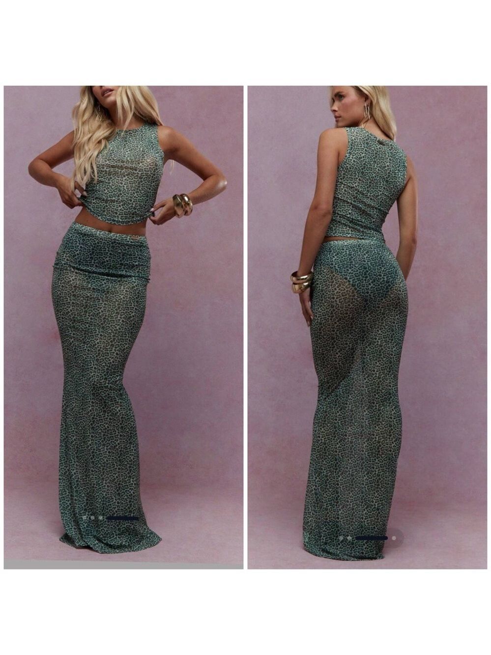 Missguided Green Leopard Print Maxi Dress